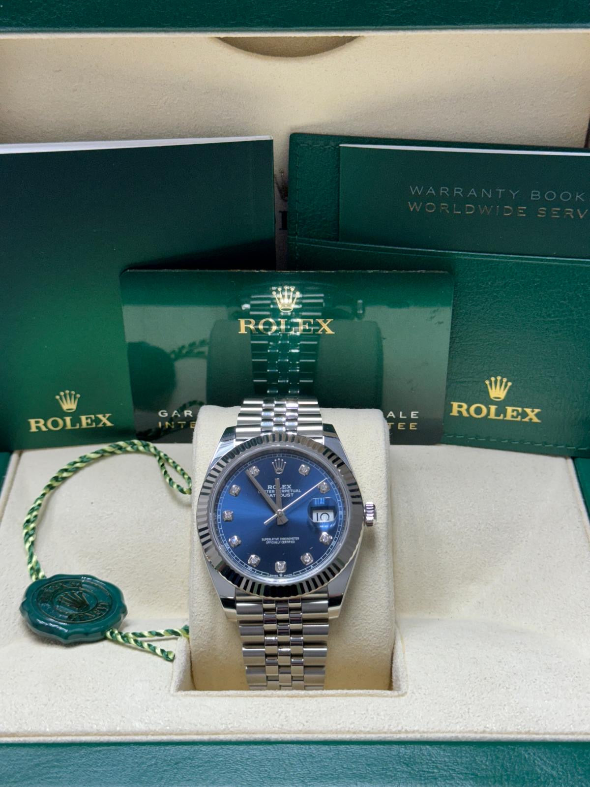 126334g 41mm Jubilee Blue Diamond Dial 41mm Datejust Brand New 2024 Complete Set $15,000