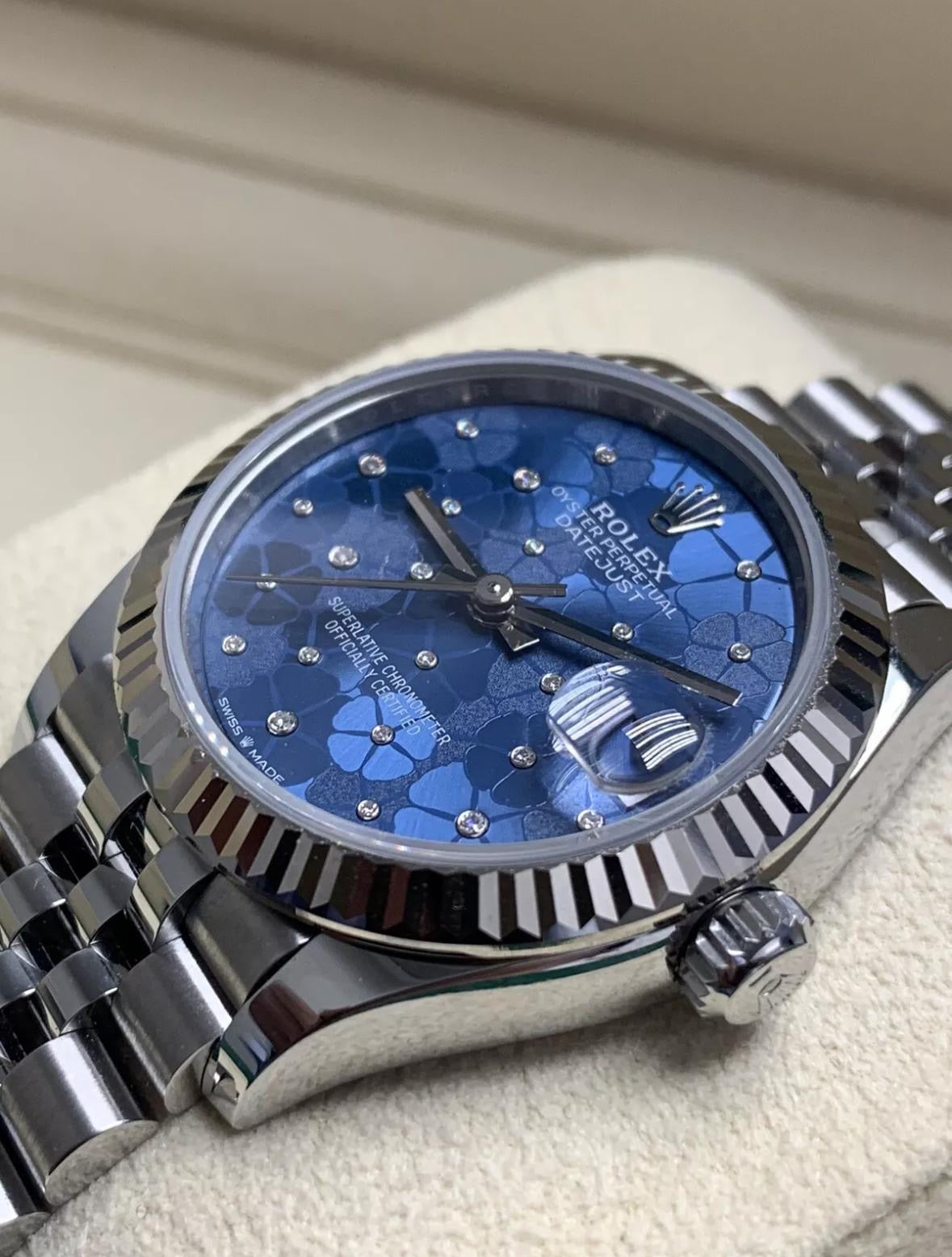 278274 31mm Datejust Blue Floral Diamond Dial Brand New 2024 Complete Set $12,250