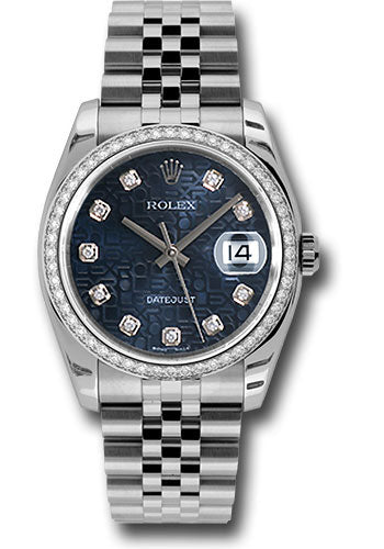 Rolex Stainless Steel And White Gold Datejust - 36 MM - Jubilee Bracelet - Diamond Bezel - Blue Jubilee Diamond Dial - 116244 bljdj