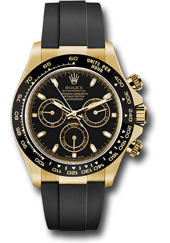 Rolex Yellow Gold Daytona Watch - 40 MM - Oysterflex Strap - Black Dial - 116518LN bkof