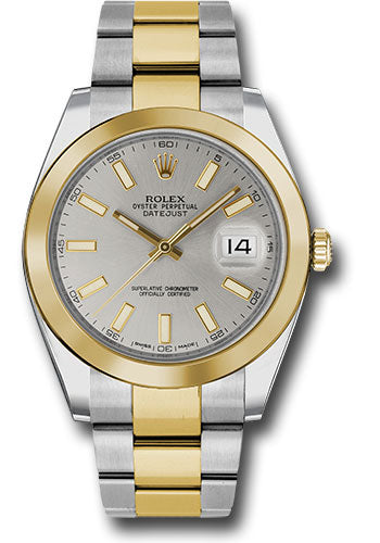 Rolex Stainless Steel and Yellow Gold Datejust 41 Date Watch - 41 MM - Oyster Bracelet - Smooth Bezel - Silver Dial - 126303 sio