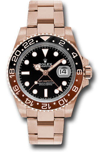 Rolex Rootbeer Everose Gold GMT-Master II Watch - 40 MM - Oyster Bracelet - Black Dial - 126715CHNR bk