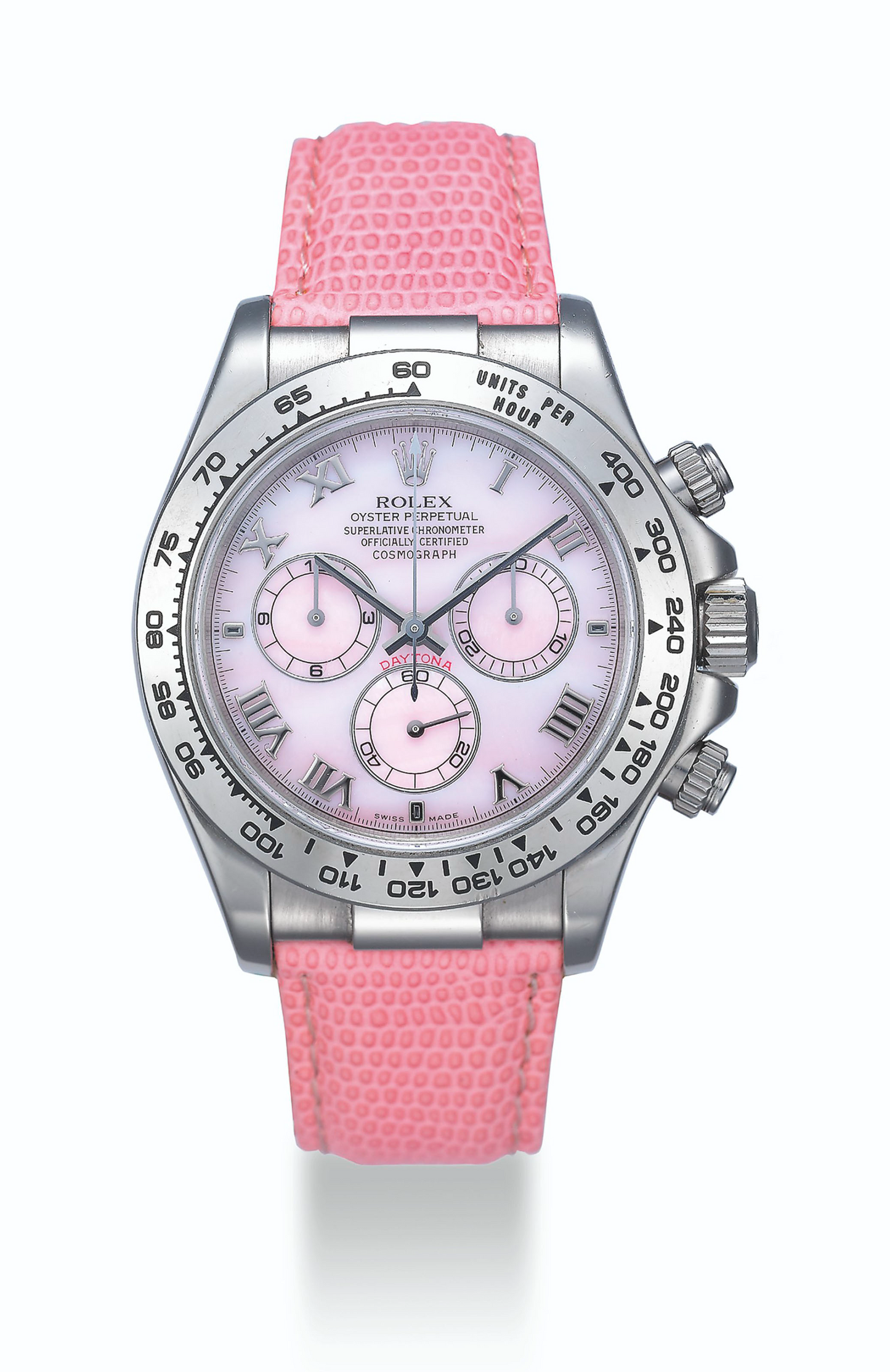 Rolex White Gold Daytona Beach Collection - 40 MM - Pink Leather Strap - Pink Dial - 116519LN Pink