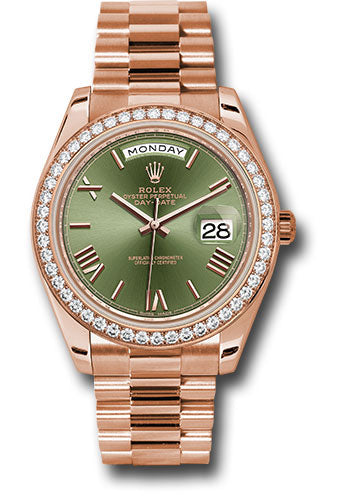 Rolex Presidential Everose Gold Day-Date 40MM - President Bracelet Watch - Olive Roman Dial - 228345RBR ogrp