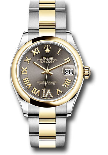Rolex Steel and Yellow Gold Datejust - 31 MM - Oyster Bracelet - Domed Bezel - Dark Grey Diamond Roman Six Dial - 278243 dkgdr6o