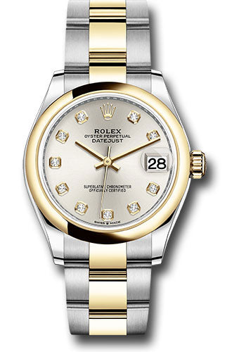 Rolex Steel and Yellow Gold Datejust - 31 MM - Oyster Bracelet - Domed Bezel - Silver Diamond Dial - 278243 sdo