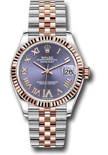 Rolex Steel and Everose Gold Datejust - 31 MM - Jubilee Bracelet - Fluted Bezel - Aubergine Roman VI Dial - 278271 aubdr6j