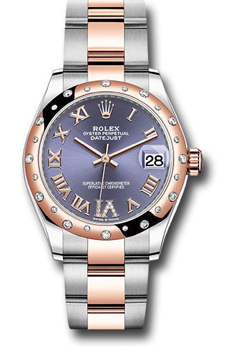 Rolex Steel and Everose Gold Datejust - 31 MM - Oyster Bracelet - 24 Diamond Bezel - Aubergine Diamond Roman VI Dial - 278341RBR aubdr6o