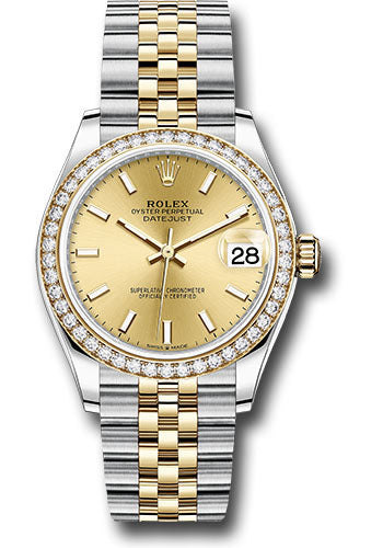 Rolex Steel and Yellow Gold Datejust - 31 MM - Jubilee Bracelet - Diamond Bezel - Champagne Index Dial - 278383RBR chij
