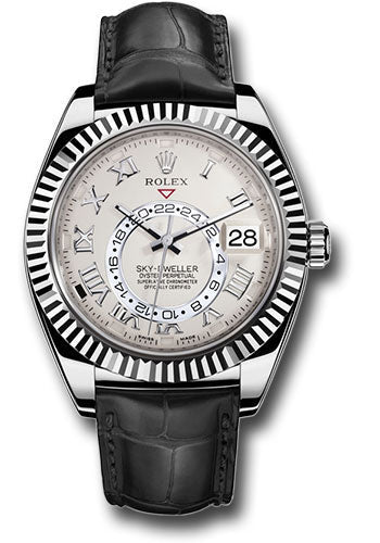 Rolex White Gold Sky Dweller Watch - 42 MM - Leather Strap - Ivory Dial - 326139 iv