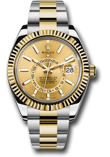 Rolex Stainless Steel & Yellow Gold Sky Dweller Watch - 42 MM - Oyster Bracelet - Yellow Dial - 326933 chio
