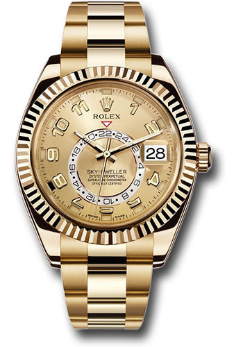 Rolex Yellow Gold Sky Dweller Watch - 42 MM - Oyster Bracelet - Champagne Dial - 326938 ch