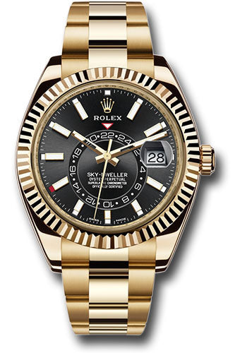 Rolex Yellow Gold Sky Dweller Watch - 42 MM - Oyster Bracelet - Black Dial - 326938 bk
