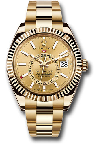 Rolex Yellow Gold Sky Dweller Watch - 42 MM - Oyster Bracelet - Champagne Dial - 326938 chi