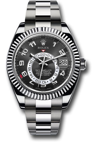 Rolex White Gold Sky Dweller Watch - 42 MM - Oyster Bracelet - Black Dial - 326939 bk