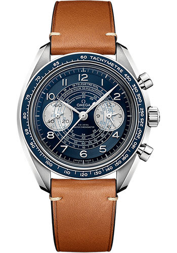 Omega Speedmaster Stainless Steel 43 MM - Brown Leather Strap - Blue Dial - 329.32.43.51.03.001