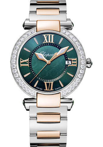 Chopard Imperiale Stainless Steel and Rose Gold 36 MM - Stainless Steel and Rose Gold Bracelet - Diamond Bezel - Green Dial - 388532-6009