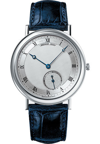 Breguet Classique White Gold 40 MM - Blue Leather Strap - Silver Dial - 5140BB/12/9W6