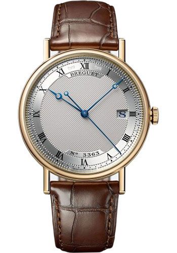 Breguet Classique Yellow Gold 38 MM - Brown Leather Strap - Silver Dial - 5177BA/15/9V6