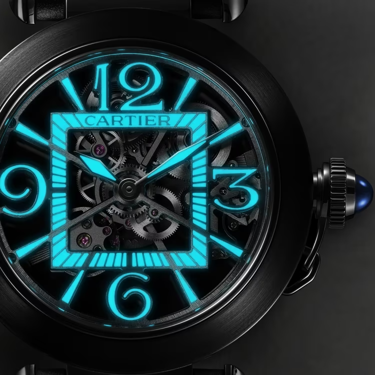 Cartier Pasha de Cartier Steel 41 MM - Dark Gray Alligator Leather Strap - Second Black Alligator Leather Strap - Skeleton Dial - WHPA0017