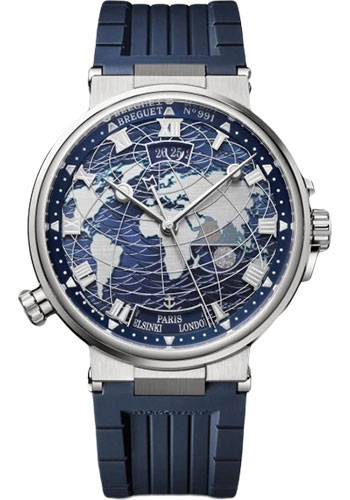 Breguet Marine Hora Mundi White Gold 43.9 MM - Blue Rubber Strap - Blue Dial - 5557BB/YS/5WV