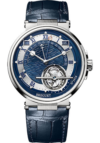 Breguet Marine Équation Marchant Platinum 43.9 MM - Blue Leather Strap - Blue Dial - 5887PT/Y2/9WV