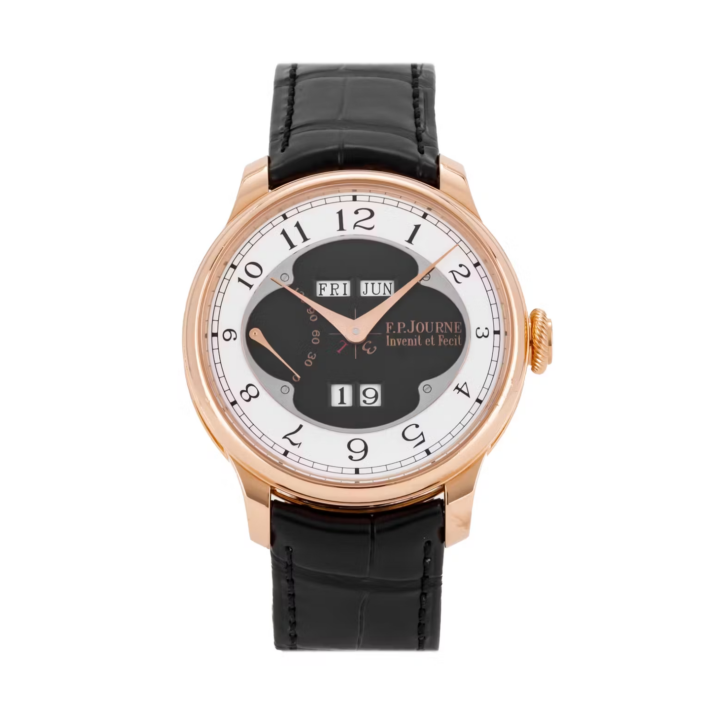 F.P. Journe Boutique Quantieme Perpetual Rose Gold 40 MM - Black Leather Strap - White Dial - OQP BE G 40 A BK