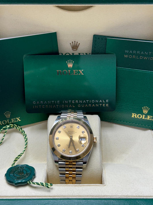 126303g Jubilee Champagne Diamond Dial Datejust 41mm Pre-Owned Complete Set 2022 $13,999