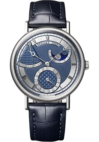Breguet Classique White Gold 39 MM - Blue Leather Strap - Silver and Blue Dial - 7137BB/Y5/9VU