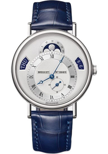 Breguet Classique White Gold 39 MM - Blue Leather Strap - Gold Dial - 7337BB/12/9VU