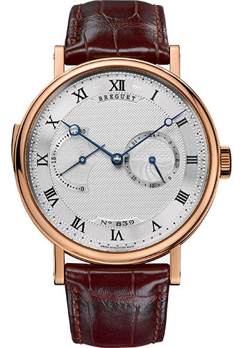Breguet Classique Rose Gold 42 MM - Brown Leather Strap - Silvered Gold Dial - 7637BR/12/9ZU
