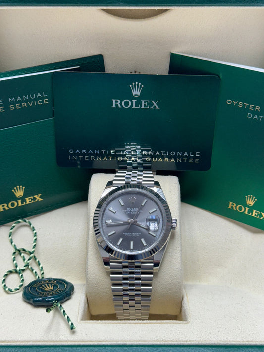 126334 41mm Datejust Jubilee Rhodium Like New Full Set $13,499