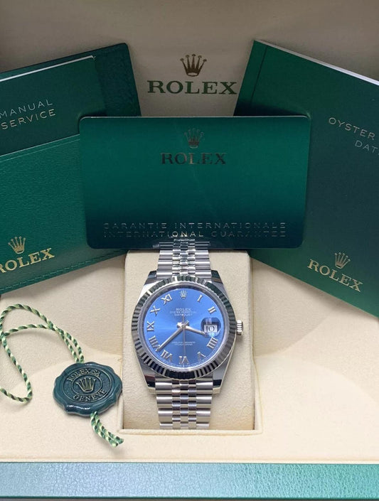 126334 41mm Datejust Jubilee Blue Roman Brand New 2024 Complete Set $13,500