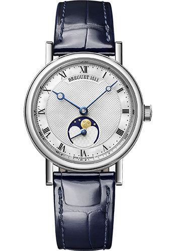 Breguet Classique Dame White Gold 30 MM - Blue Leather Strap - Silver Gold Dial - 9087BB/52/964