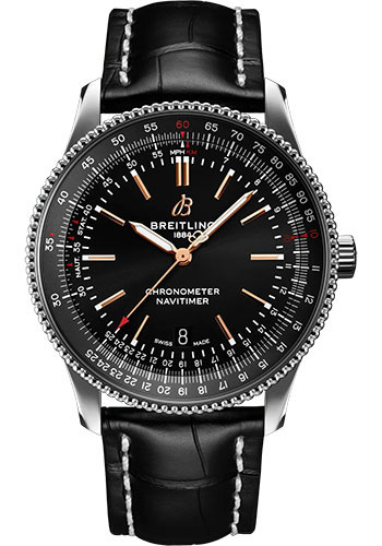 Breitling Navitimer Stainless Steel 41 MM - Black Leather Strap - Black Dial - A17326241B1P2