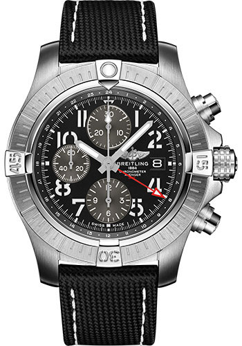 Breitling Avenger Stainless Steel 45 MM - Anthracite Calfskin Strap - Black Dial - A13313121B1S1