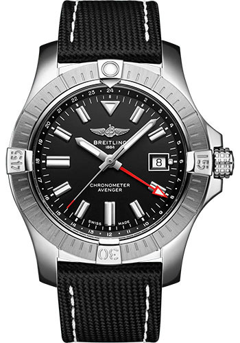 Breitling Avenger Stainless Steel 43 MM - Anthracite Calfskin Strap - Black Dial - A32397101B1X1