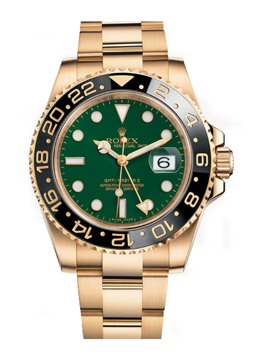 Rolex Yellow Gold GMT-Master II Watch - 40 MM - Oyster Bracelet - Green Dial - 116718LN