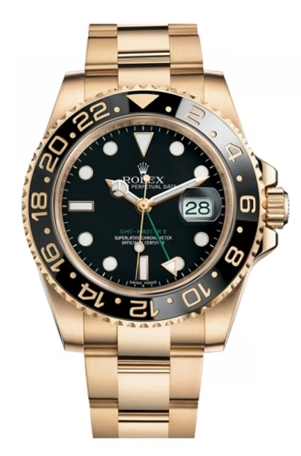 Rolex Yellow Gold GMT-Master II Watch - 40 MM - Oyster Bracelet - Black Dial - 116718
