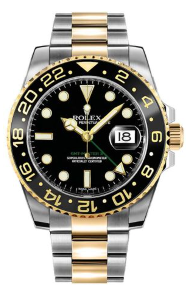 Rolex Two Tone GMT-Master II Watch - 40 MM - Oyster Bracelet - Black Dial - 116713LN-0001