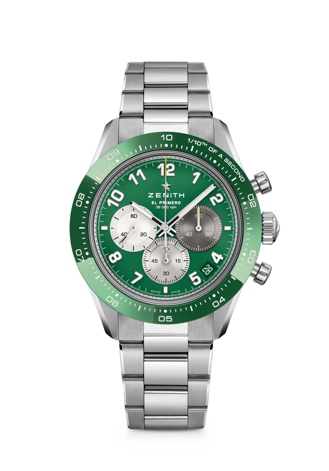 Zenith CHRONOMASTER Sport Aaron Rodgers - 41 MM - Stainless Steel - Ceramic Bezel - Green Dial - 03.3117.3600/56.M3100