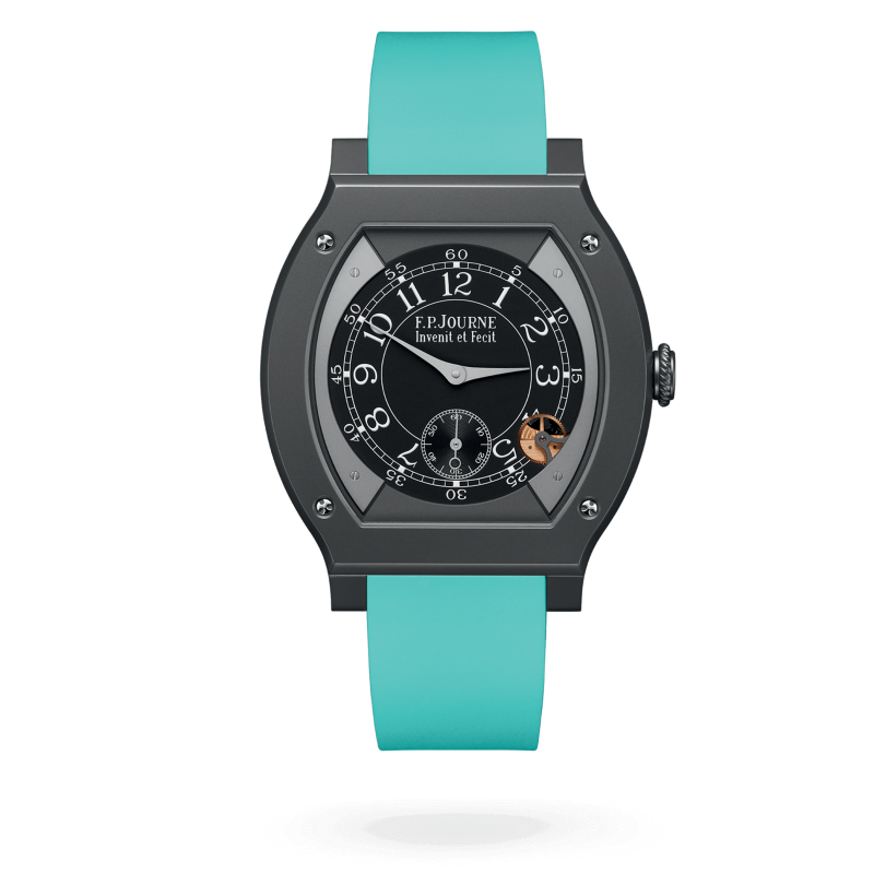 F.P. Journe Élégante Titalyt® 48 x 40 MM - Turquoise Rubber Strap - Black Dial - Élégante Titalyt®
