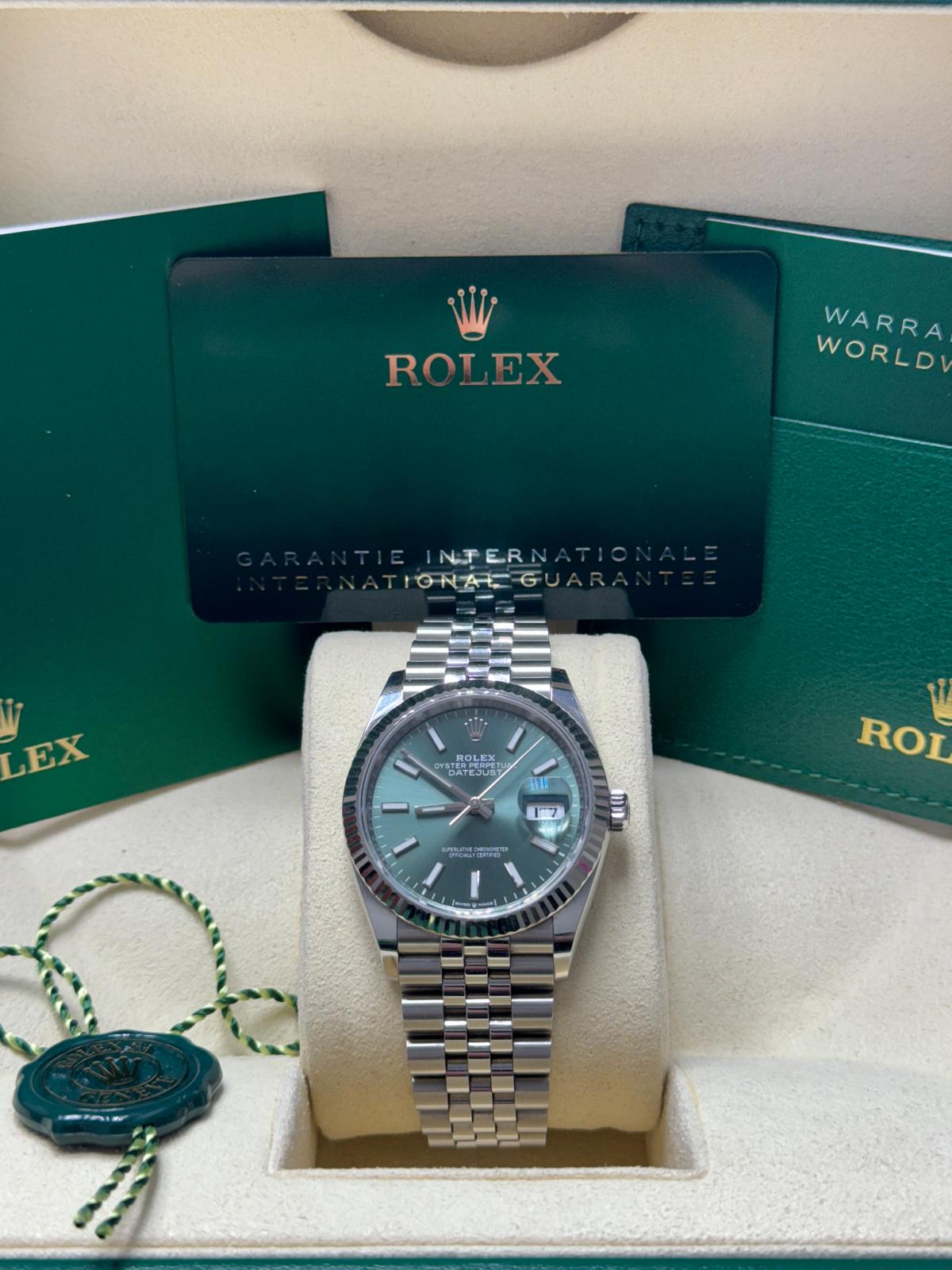126234 36mm Datejust Green Stick Brand New 2025 Complete Set $13,999