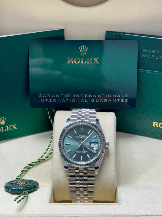 126234 36mm Datejust Green Stick Like New Complete Set $12,499