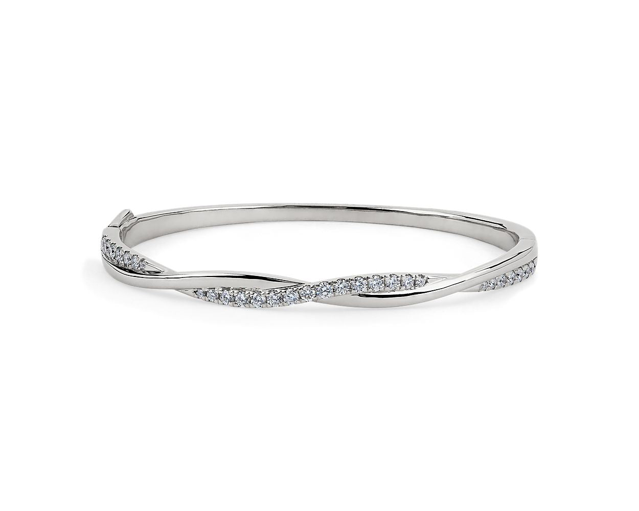 Twisting Diamond Bangle Bracelet - 14k White Gold - 1 Ct. Tw. - B-0040WG14 TDB