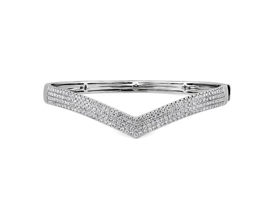 Diamond Chevron Bangle - 14k White Gold - 2 1/2 Ct. Tw. - B-0038WG14 DCB