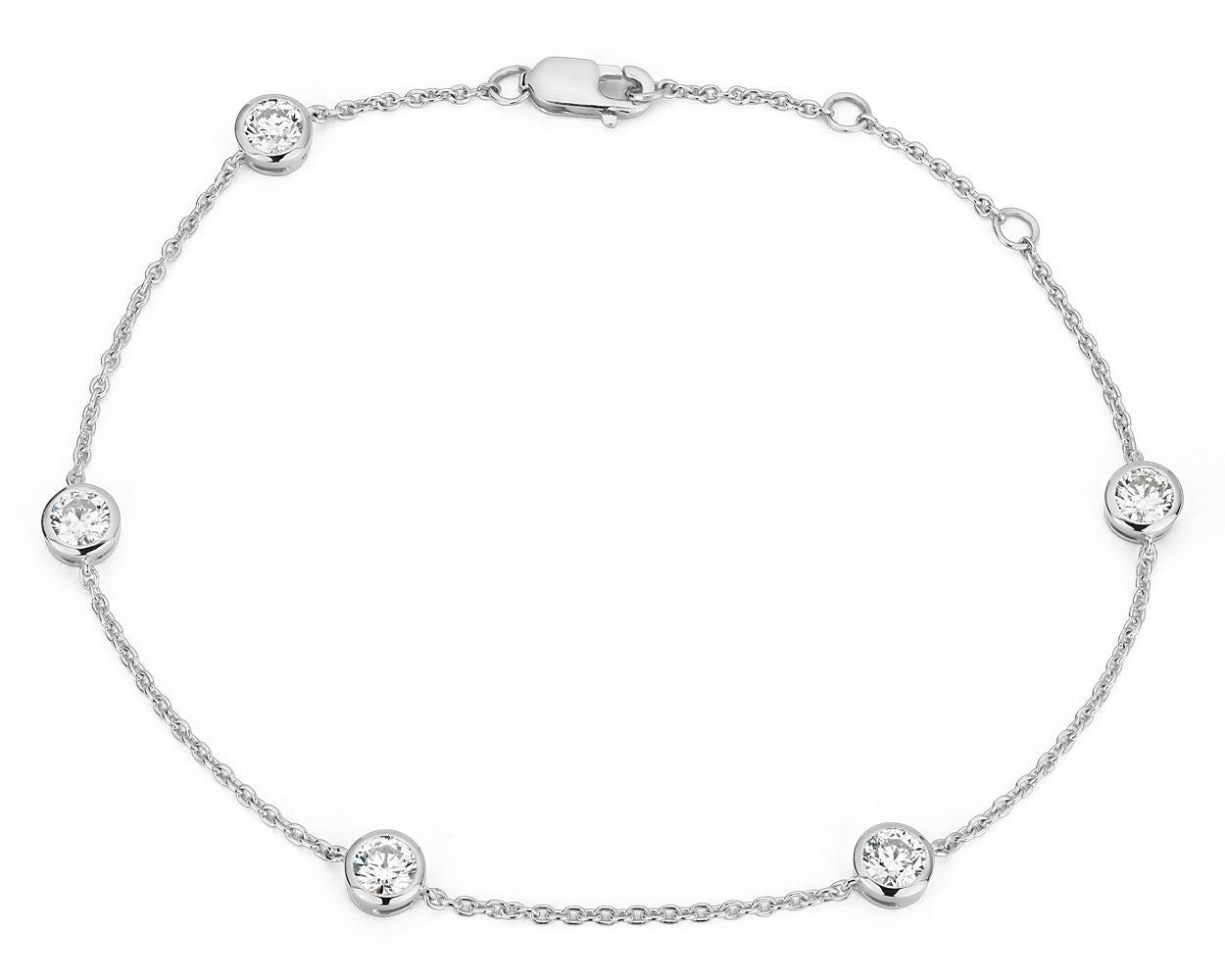 Canadian Diamond Bezel Bracelet - 18k White Gold - 1 Ct. Tw. - B-0035WG18CDB