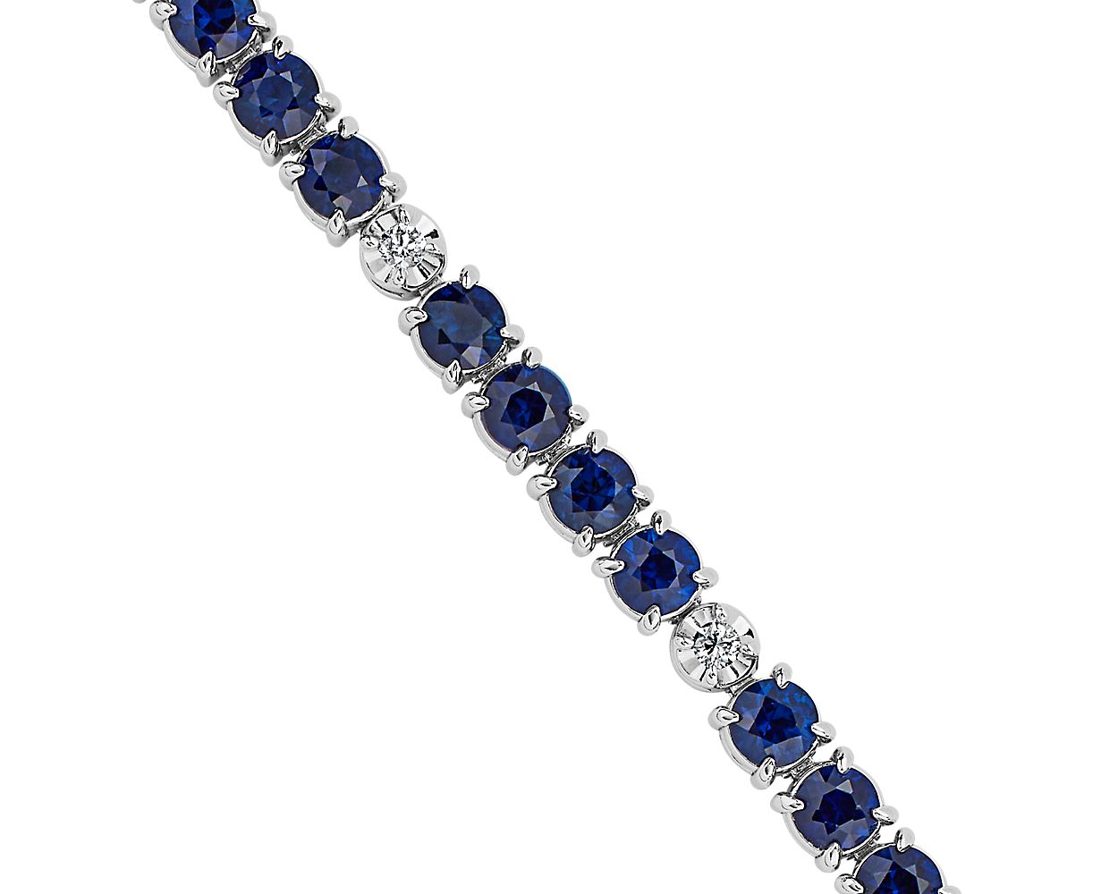 Alternating Sapphire And Diamond Bracelet - 14k White Gold - B-0056WG14 ASD