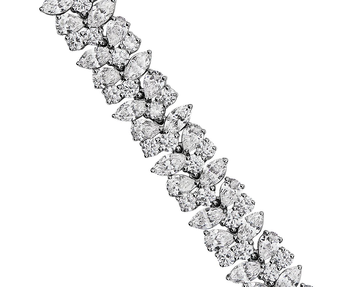 Alternating Fancy Diamond Cluster Bracelet - 14k White Gold - 12 1/2 Ct. Tw. - B-0046WG14 ADC