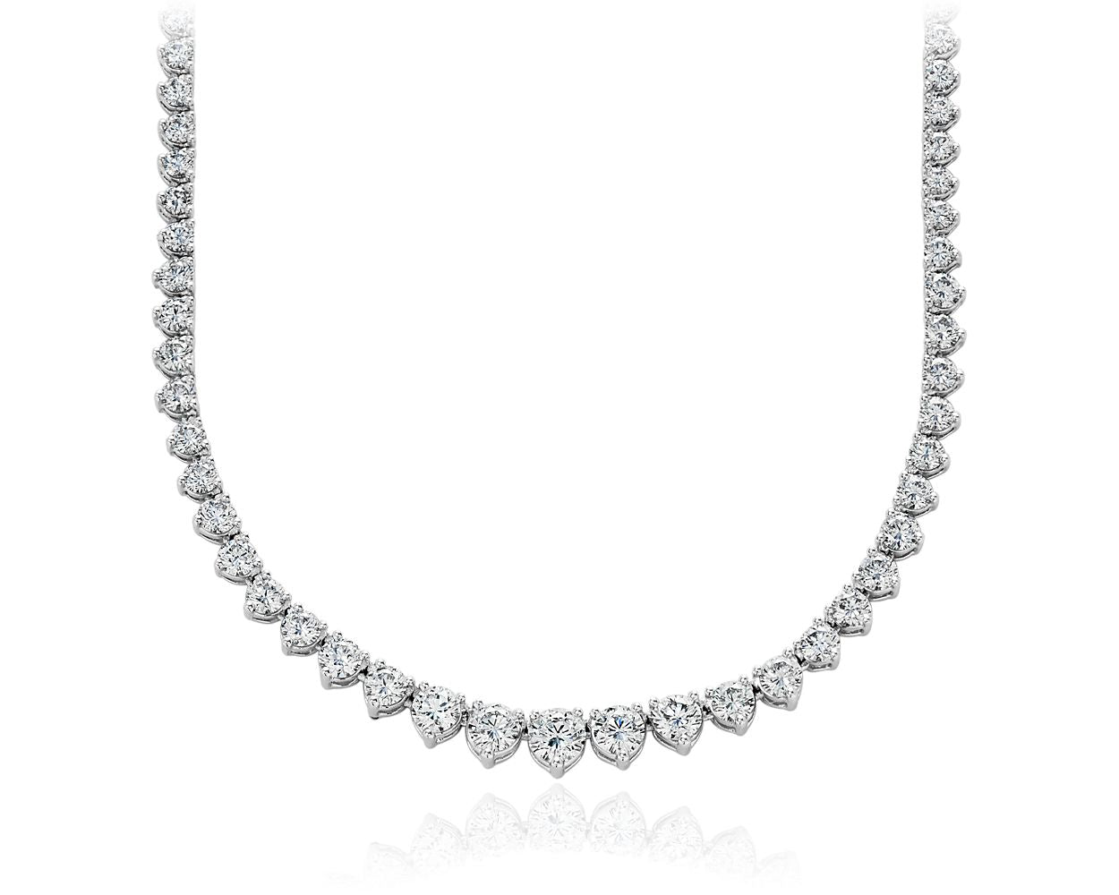 Graduated Eternity Diamond Necklace - 18k White Gold - 10 Ct. Tw. - N-0005WG18D